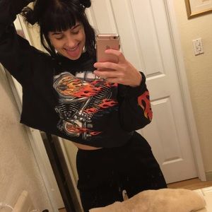 Harley Davidson Flames Cropped Tee